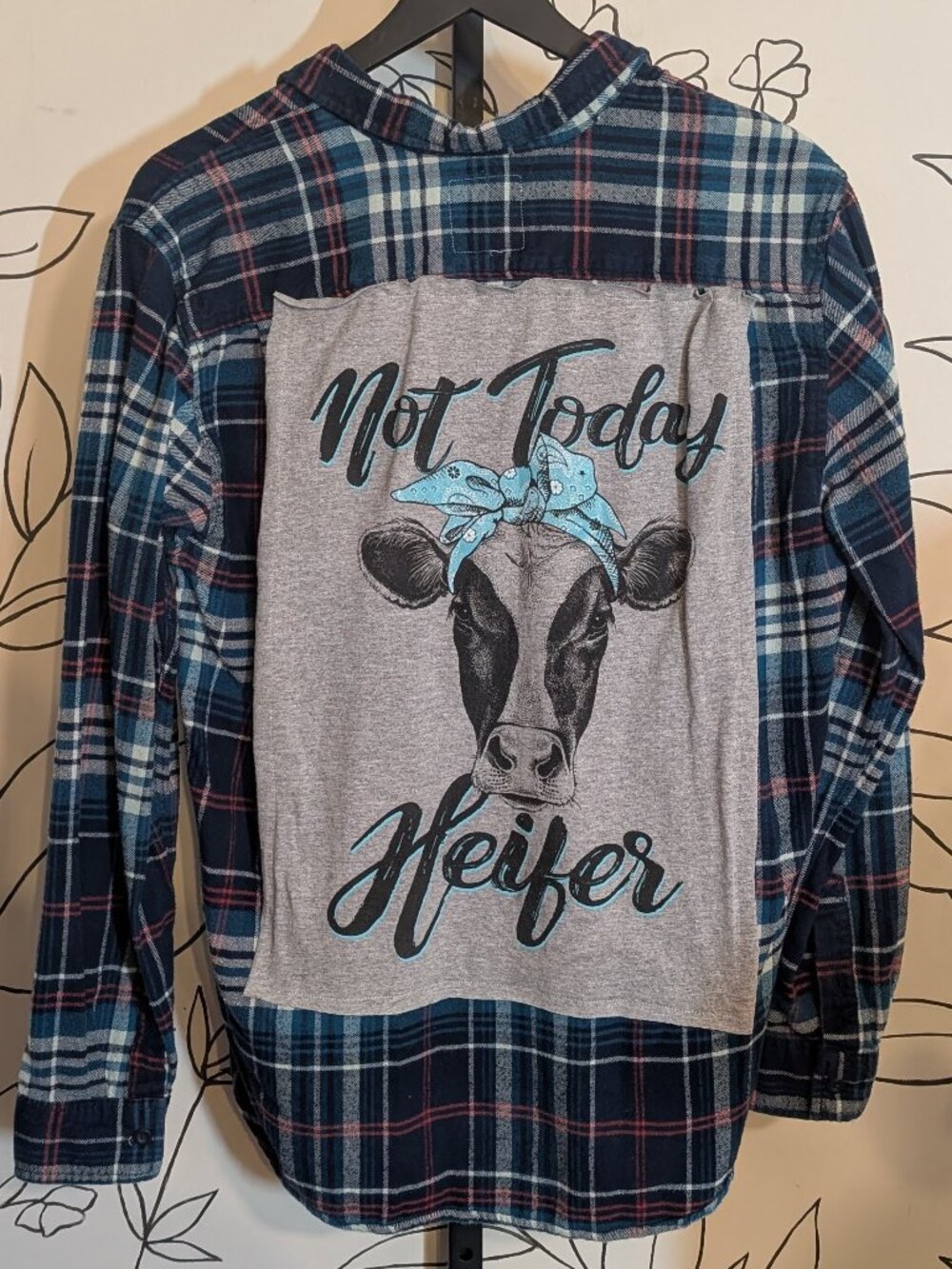 Not Today Heifer Repurposed Flannel - Large
